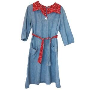 Vintage Bandana Print Denim Style Tent Dress Handmade READ